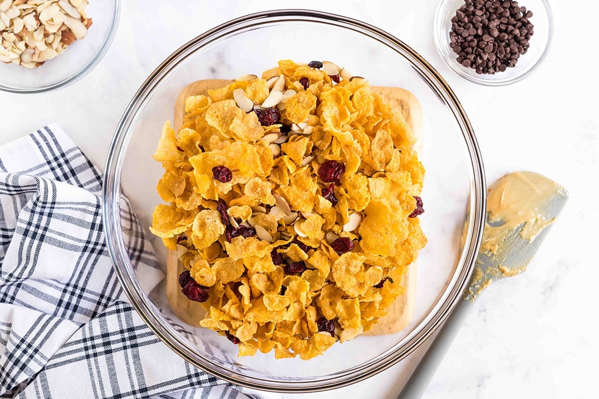 cereal, dried berries and almonds