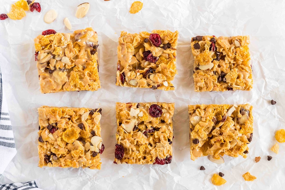 peanut butter bars cut into squares