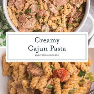 collage of creamy cajun pasta for pinterest