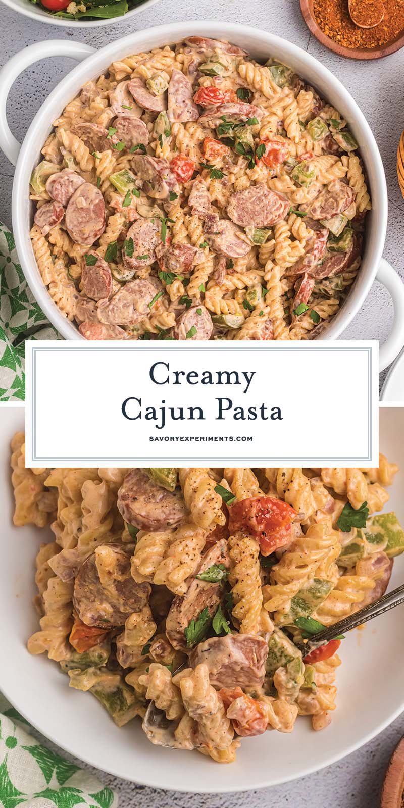 collage of creamy cajun pasta for pinterest