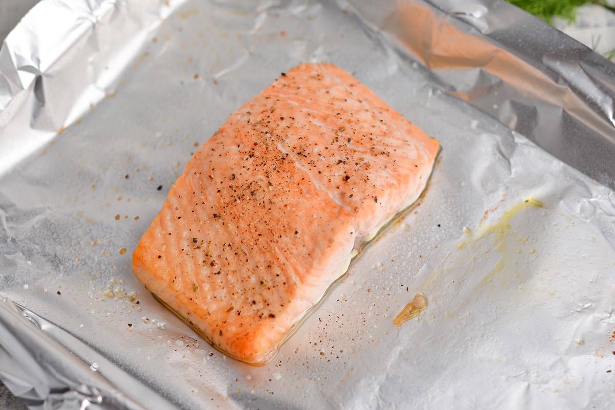 cooked salmon on foil