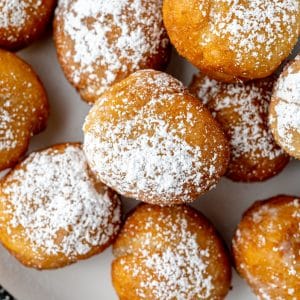 overhead close up shot of italian fried dough balls