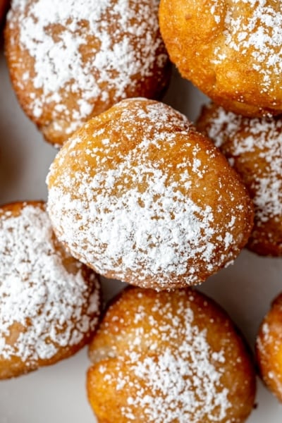 overhead close up shot of italian fried dough balls