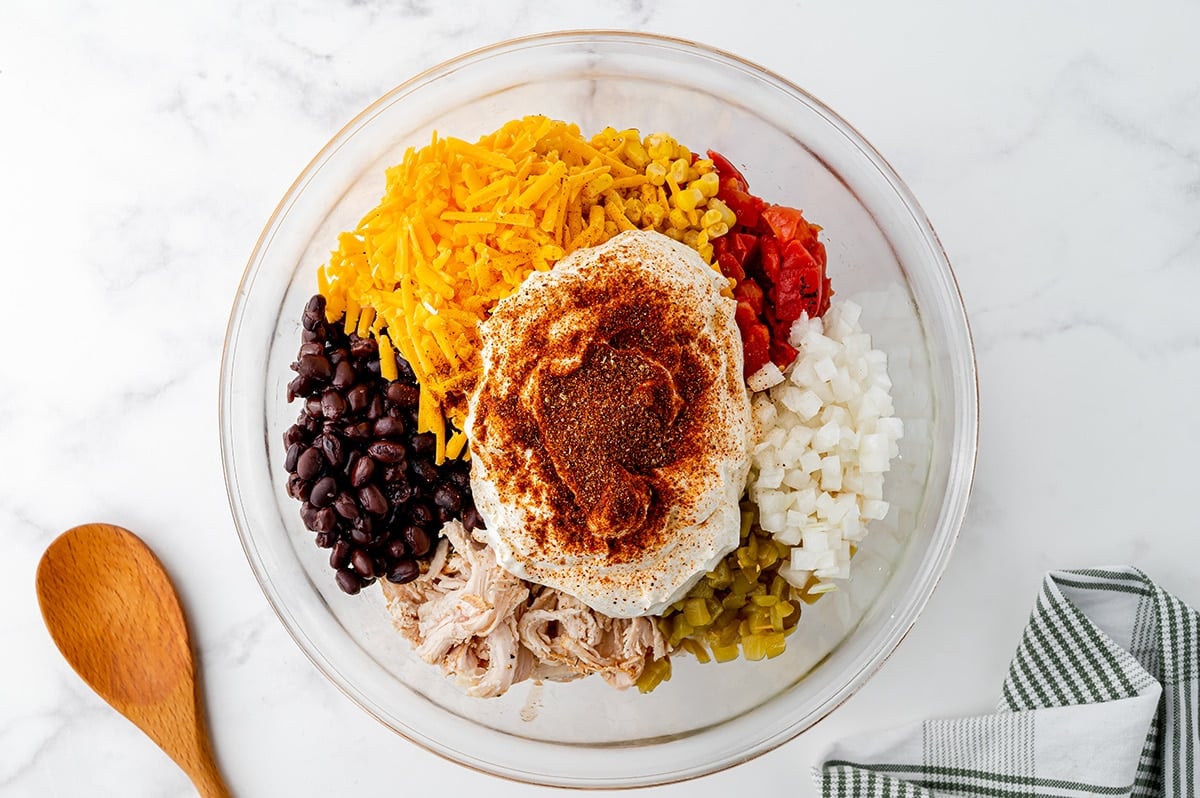 casserole ingredients in a bowl