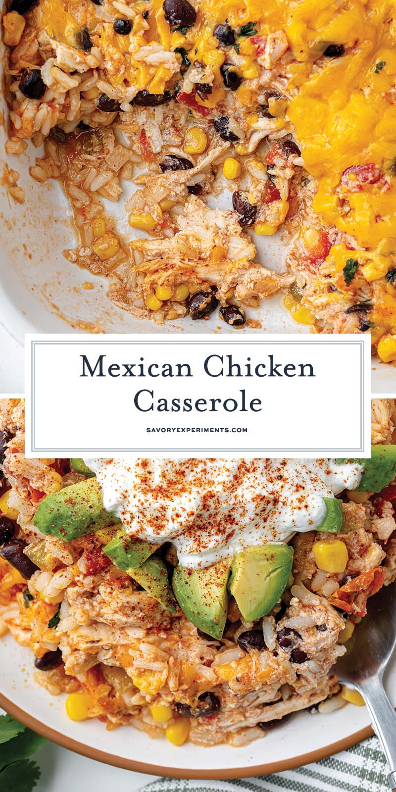 collage of mexican chicken casserole for pinterest