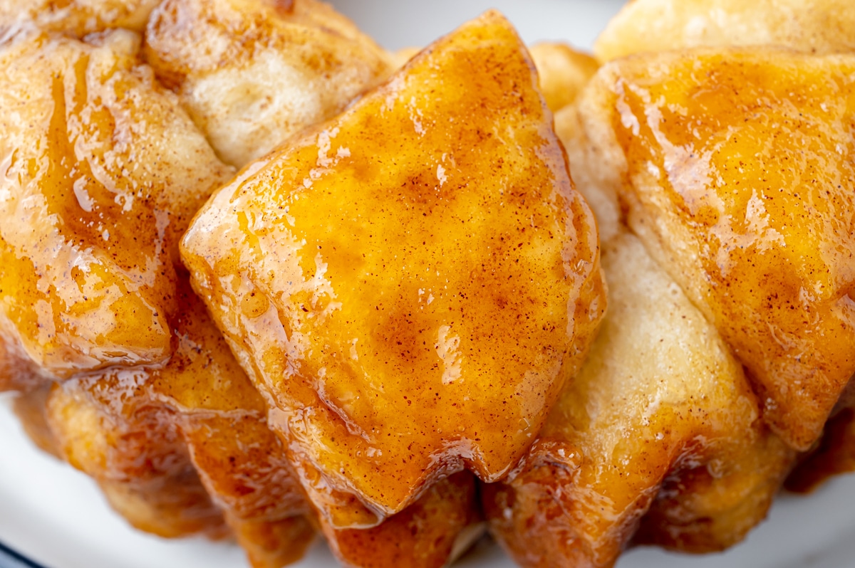 close up of slice of monkey bread