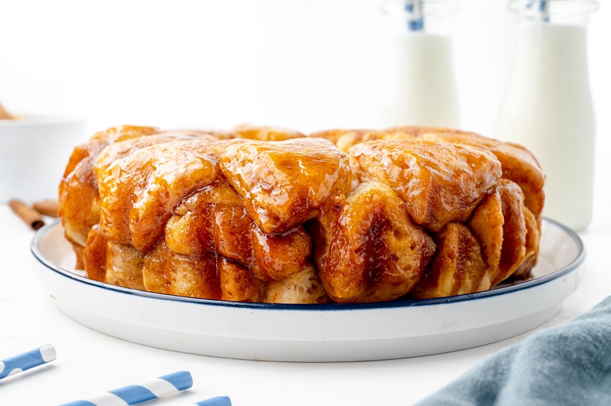 straight on shot of cinnamon pull apart bread