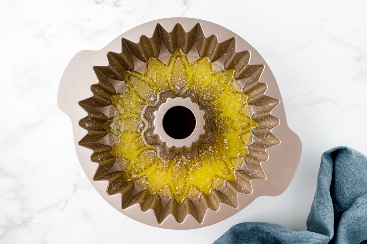 melted butter in a bundt pan