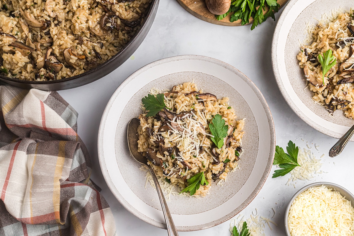 creamy risotto on a plate with a spoon