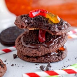 stack of oreo dirt pudding cookies