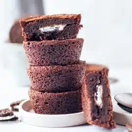 stack of oreo stuffed brownies