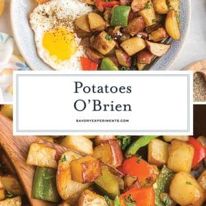 collage of potatoes o'brien for pinterest