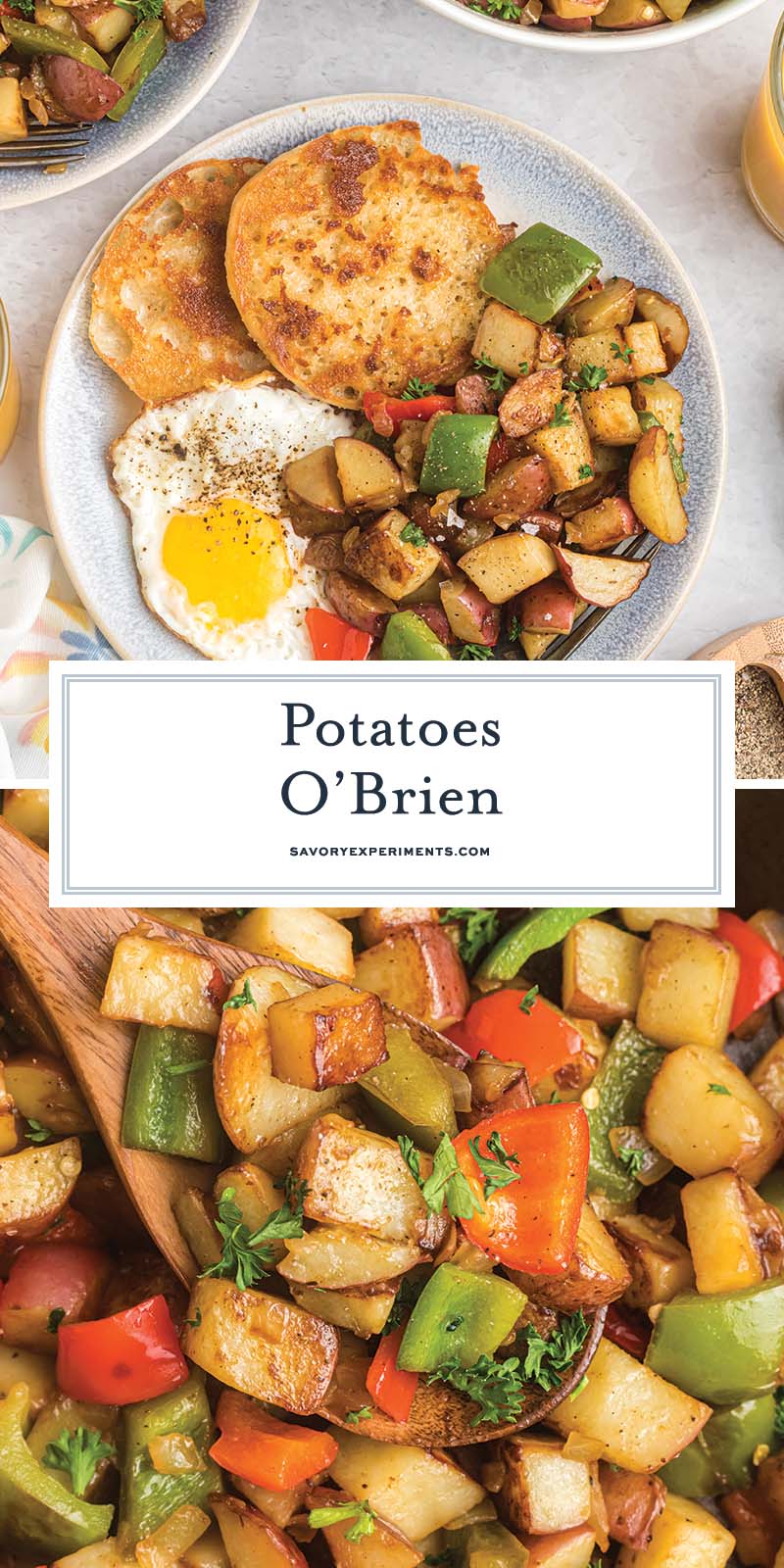 collage of potatoes o'brien for pinterest