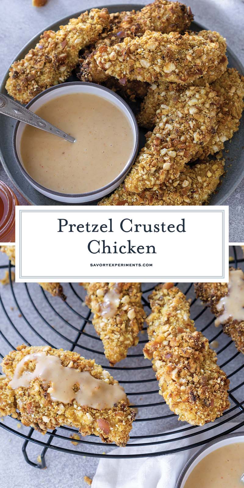 collage of pretzel crusted chicken for pinterest