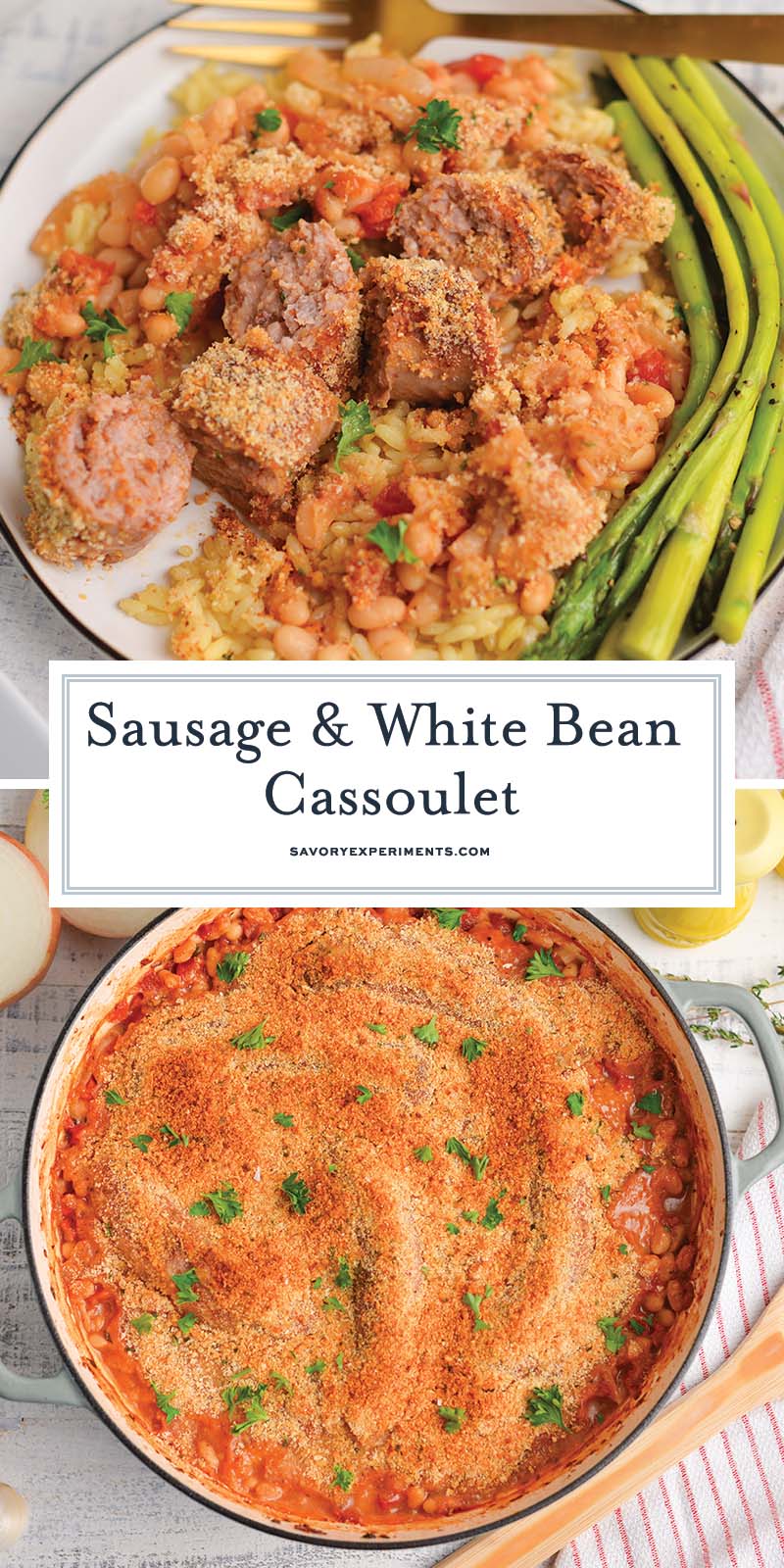 collage of white bean cassoulet images