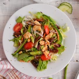 overhead of a dressed side salad