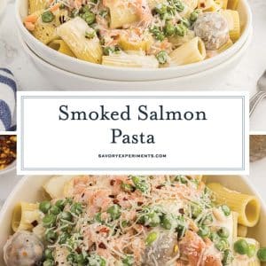 collage of smoked salmon pasta for pinterest