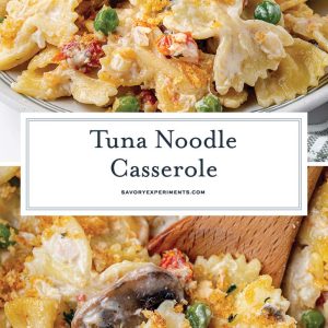 collage of tuna noodle casserole for pinterest