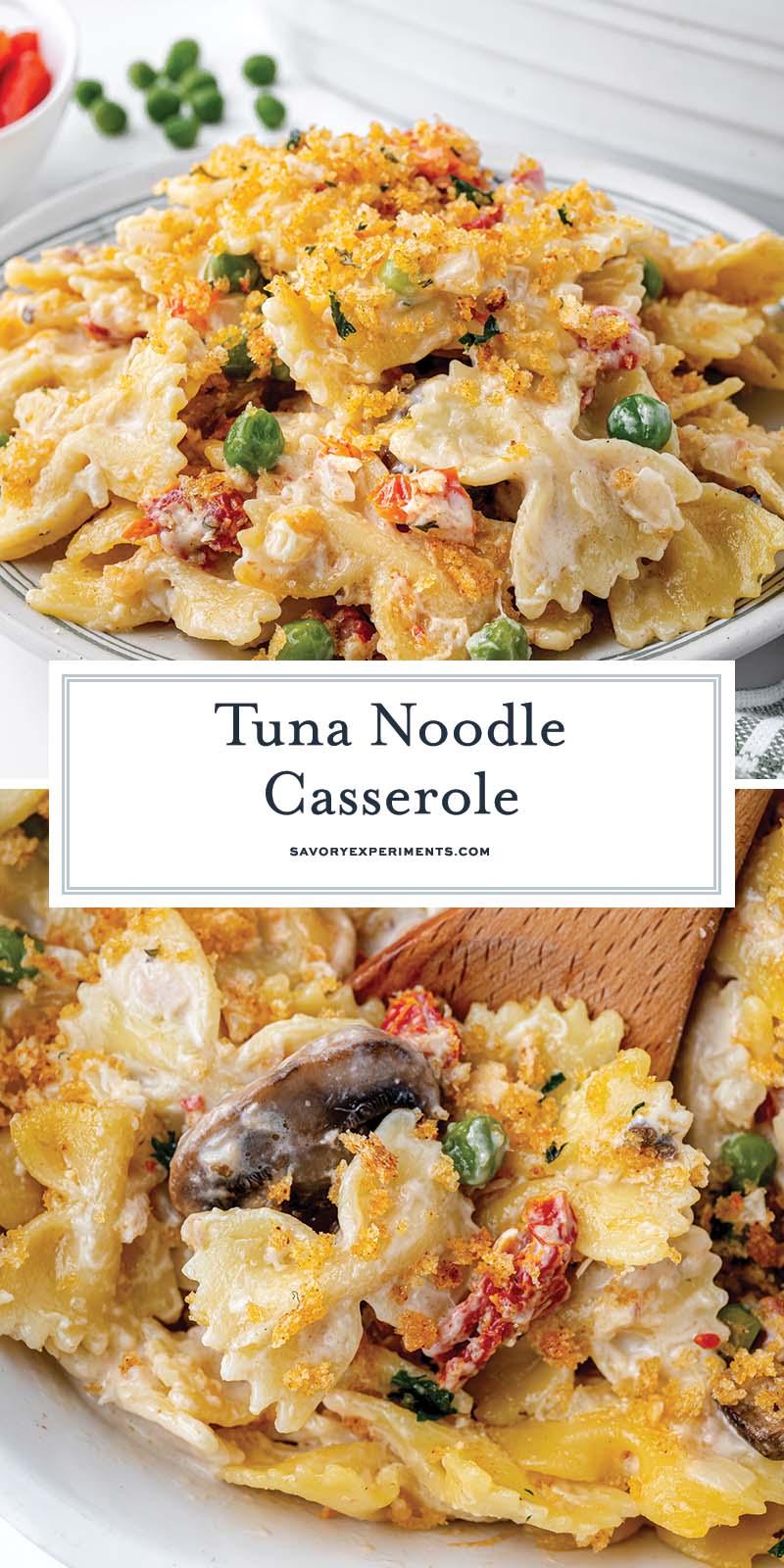 collage of tuna noodle casserole for pinterest