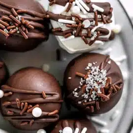 overhead shot of oreo truffles on plate