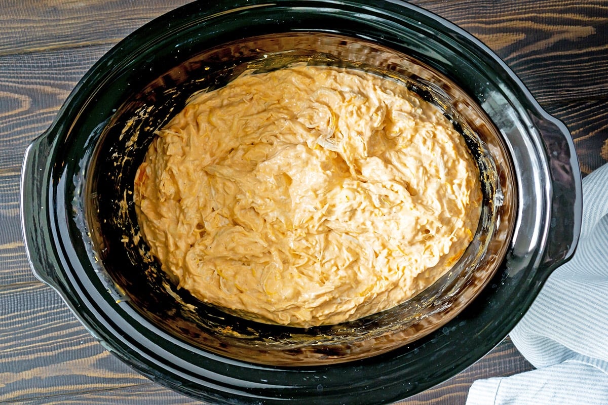 buffalo chicken dip in a slow cooker