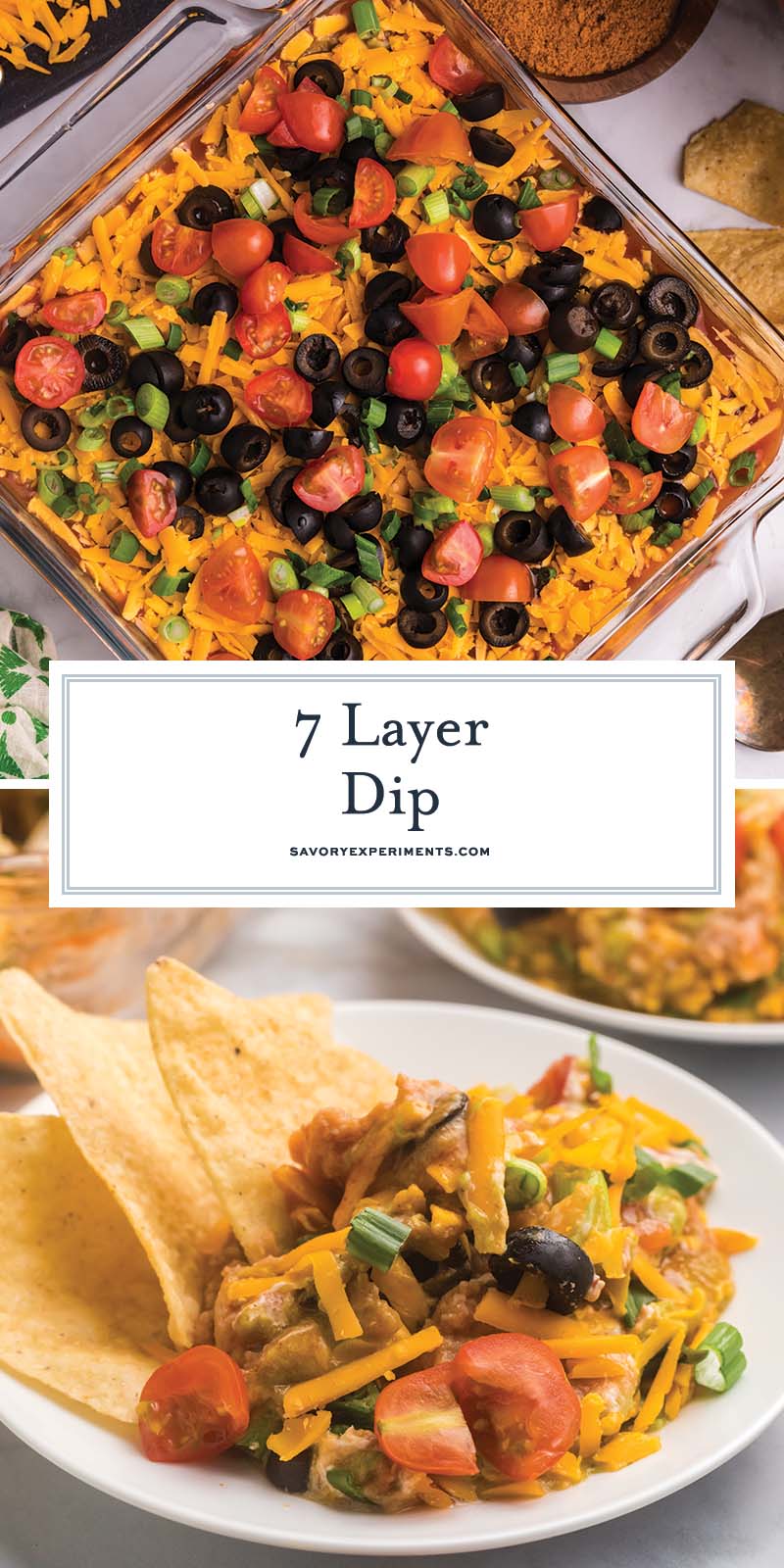 collage of 7 layer dip for pinterest