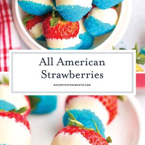 collage of red white and blue strawberries for pinterest