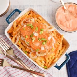 animal style fries with salt, pepper and scallions