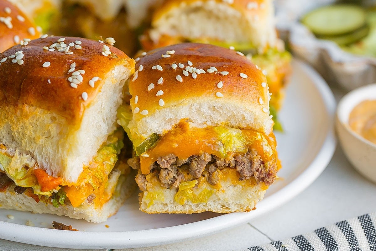 straight on shot of big mac sliders