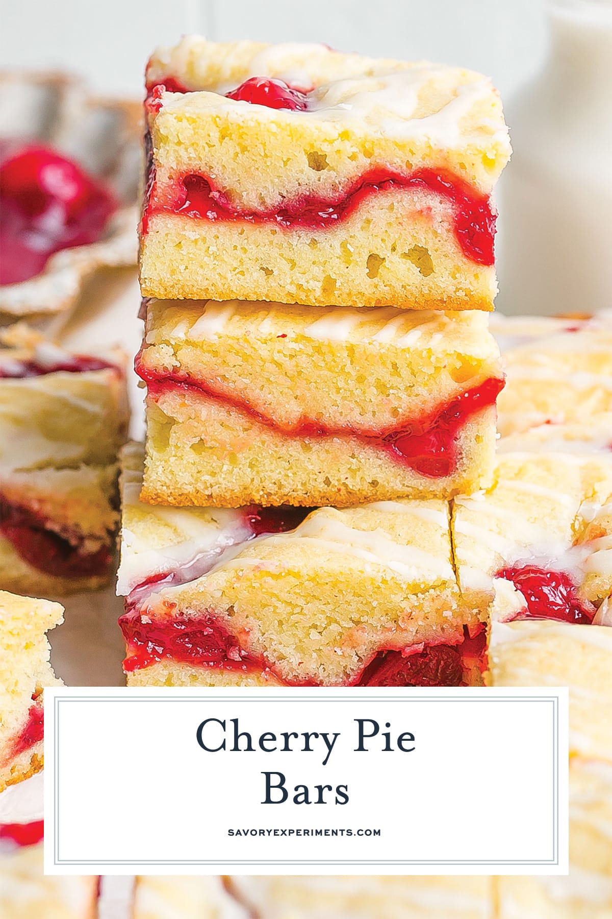 tall stack of cherry pie bars