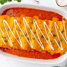 overhead shot of enchiladas