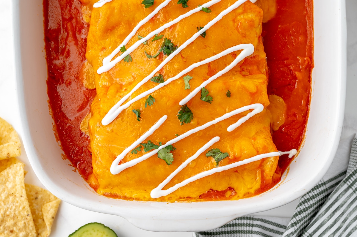 chicken enchiladas in a baking dish