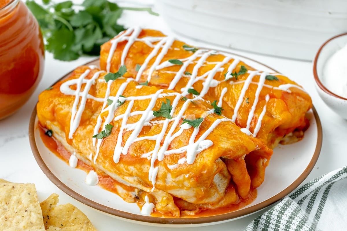 two enchiladas on a plate