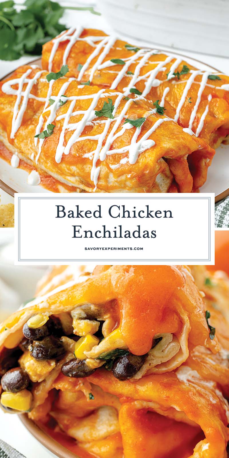 collage of chicken enchiladas for pinterest