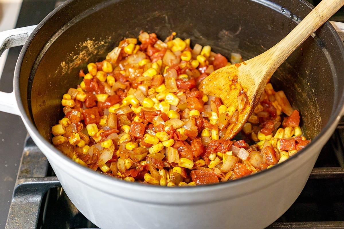 veggies cooking in pot