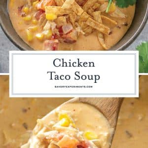 collage of chicken taco soup for pinterest