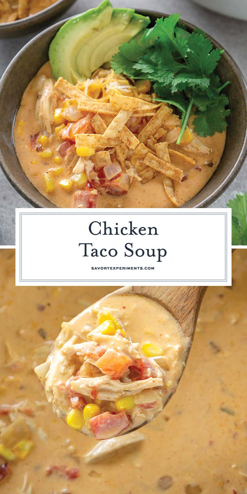 collage of chicken taco soup for pinterest