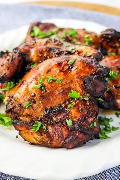 chicken thighs in air fryer on plate