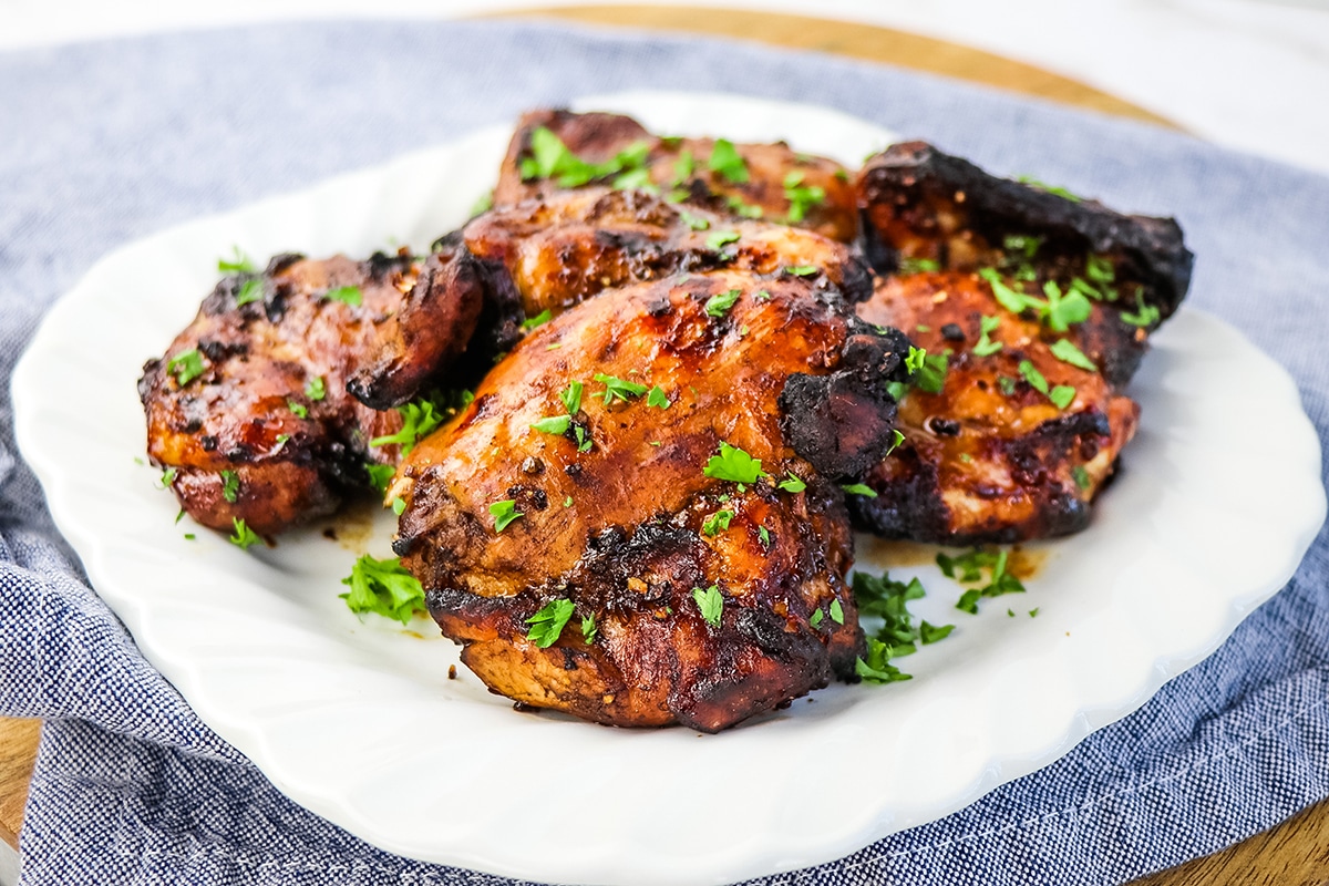 chicken thighs in air fryer on plate