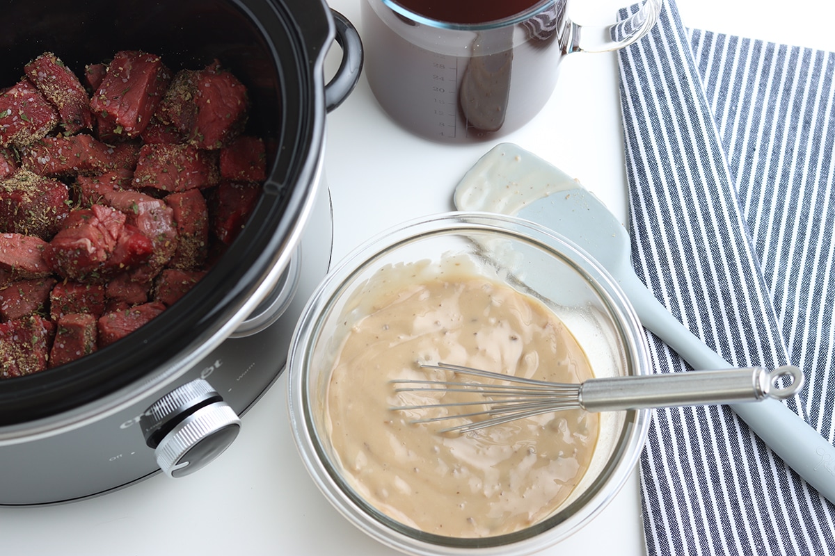 cream of mushroom mixture in bowl