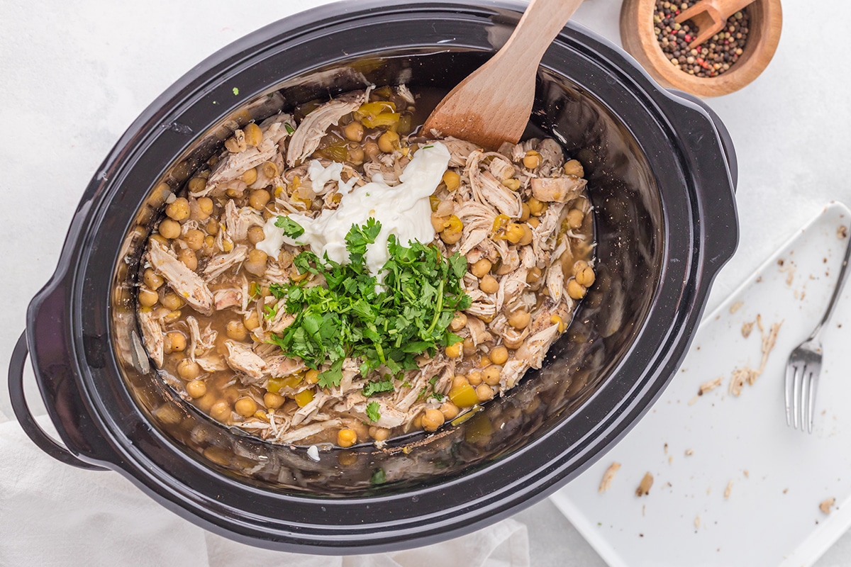 cilantro and sour cream added to chili