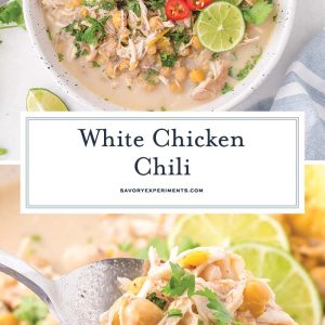 collage of white chicken chili for pinterest