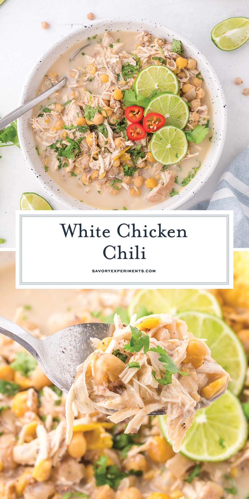 collage of white chicken chili for pinterest
