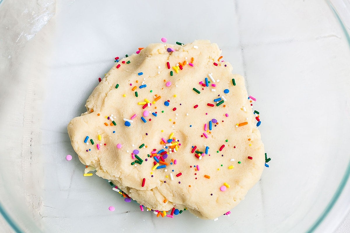 sprinkles on top of dough