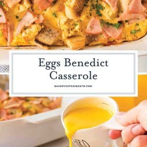 collage of eggs benedict casserole for pinterest