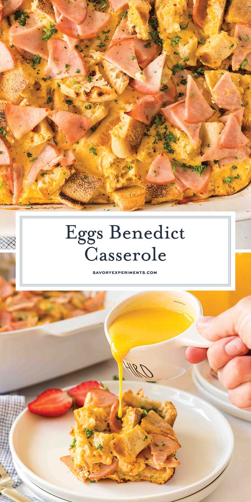 collage of eggs benedict casserole for pinterest