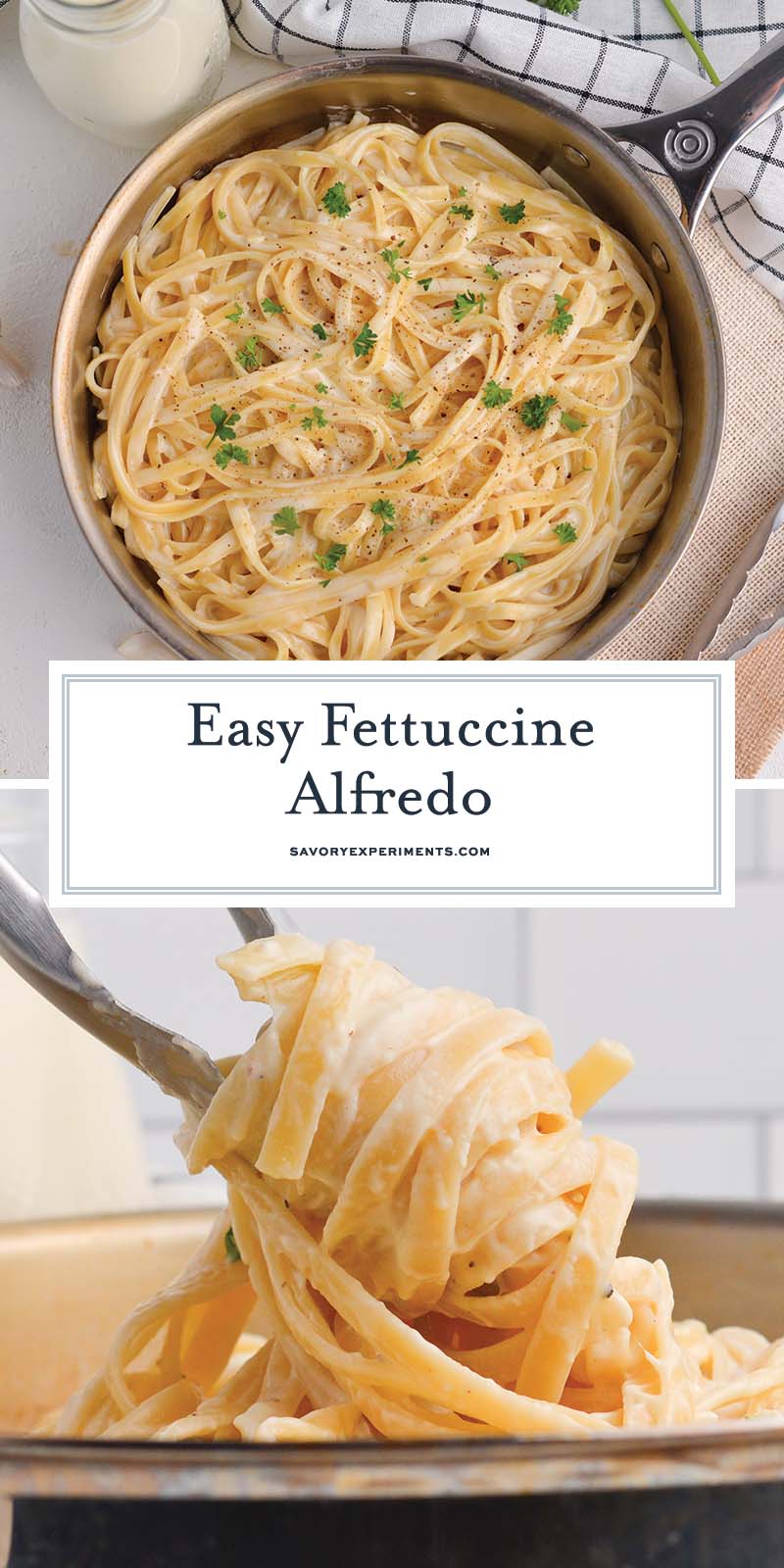 collage of fettuccine alfredo for pinterest