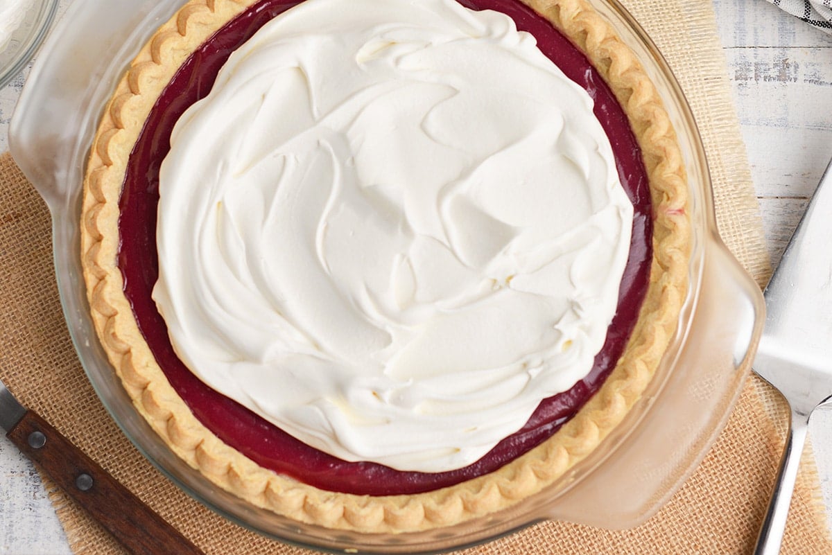 overhead shot of pie with meringue