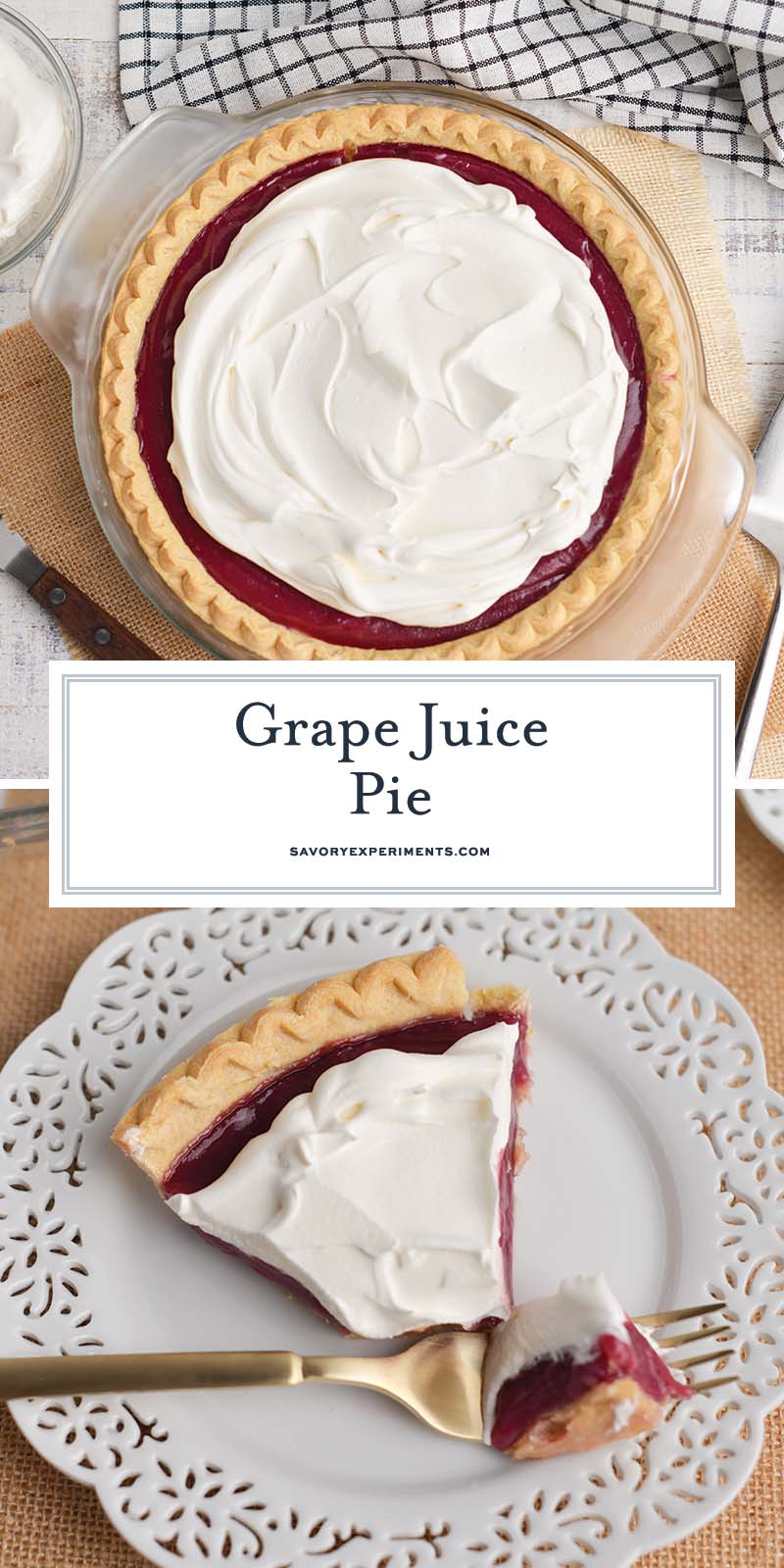 collage of grape juice pie for pinterest
