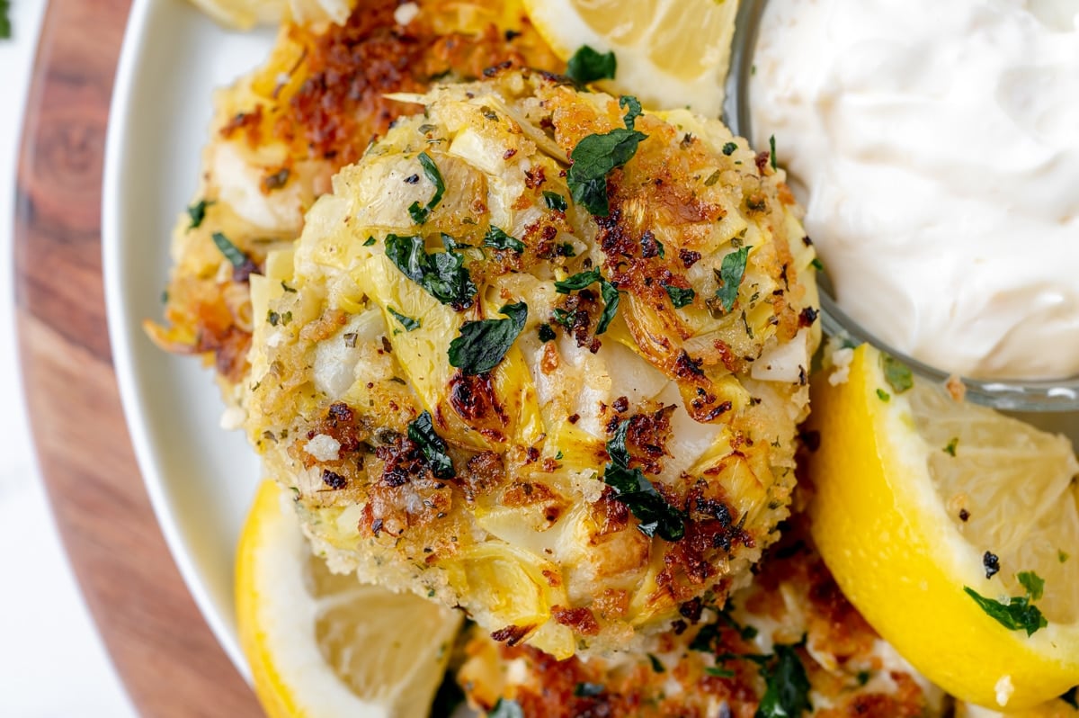 close up of vegetarian crab cake